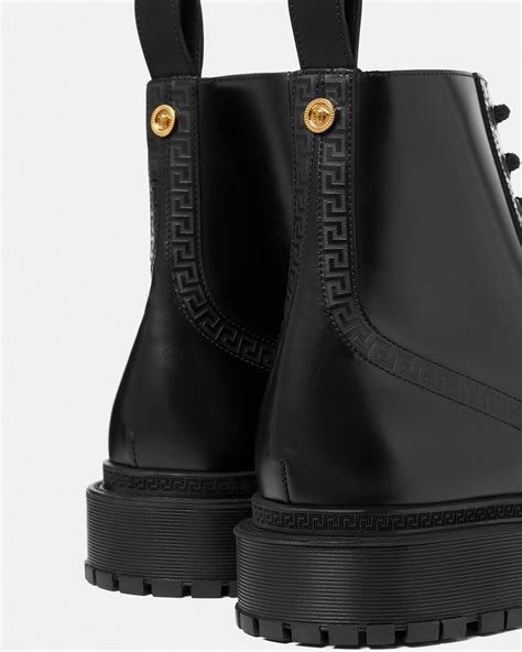 versace leather go go boots|Versace greca boots.